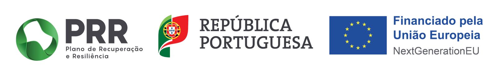 PRR — Plano de Recuperação e Resiliência; República Portuguesa; Financiado pela União Europeia — NextGenerationEU